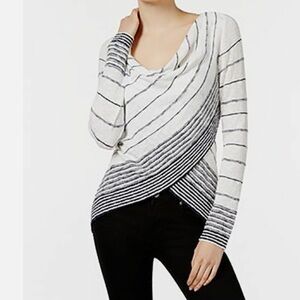 INC Women’s Striped navy blue and White Sweater